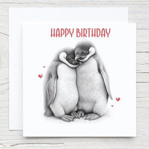 Sommaire Carte d'anniversaire pingouin, carte de paire de pingouins, carte pingouin, Saint-Valentin, mariage, anniversaire, femme, petite amie, mari, petit ami