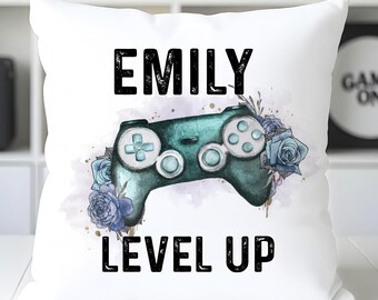 Personalised Gamer Cushion, Gamer Gift, Game Controller Cushion, Girl Gamer Gift