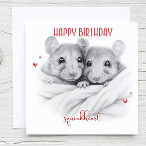 Sommaire Carte d'anniversaire de souris, carte de paire de souris, carte de souris, Saint-Valentin, mariage, anniversaire, femme, petite amie, mari, petit ami