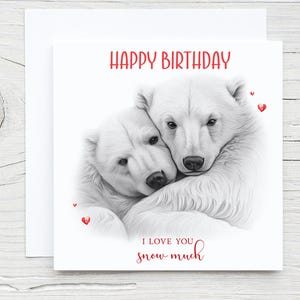 Sommaire carte d'anniversaire ours polaire, carte de paire d'ours polaires, Saint-Valentin, mariage, anniversaire, femme, petite amie, mari, petit ami