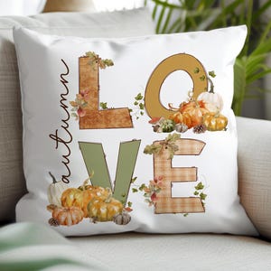 Autumn Love Cushion, Autumn Love Gift, Pumpkins, Fall Cushion, Autumn Home Decor, Cosy Cushion