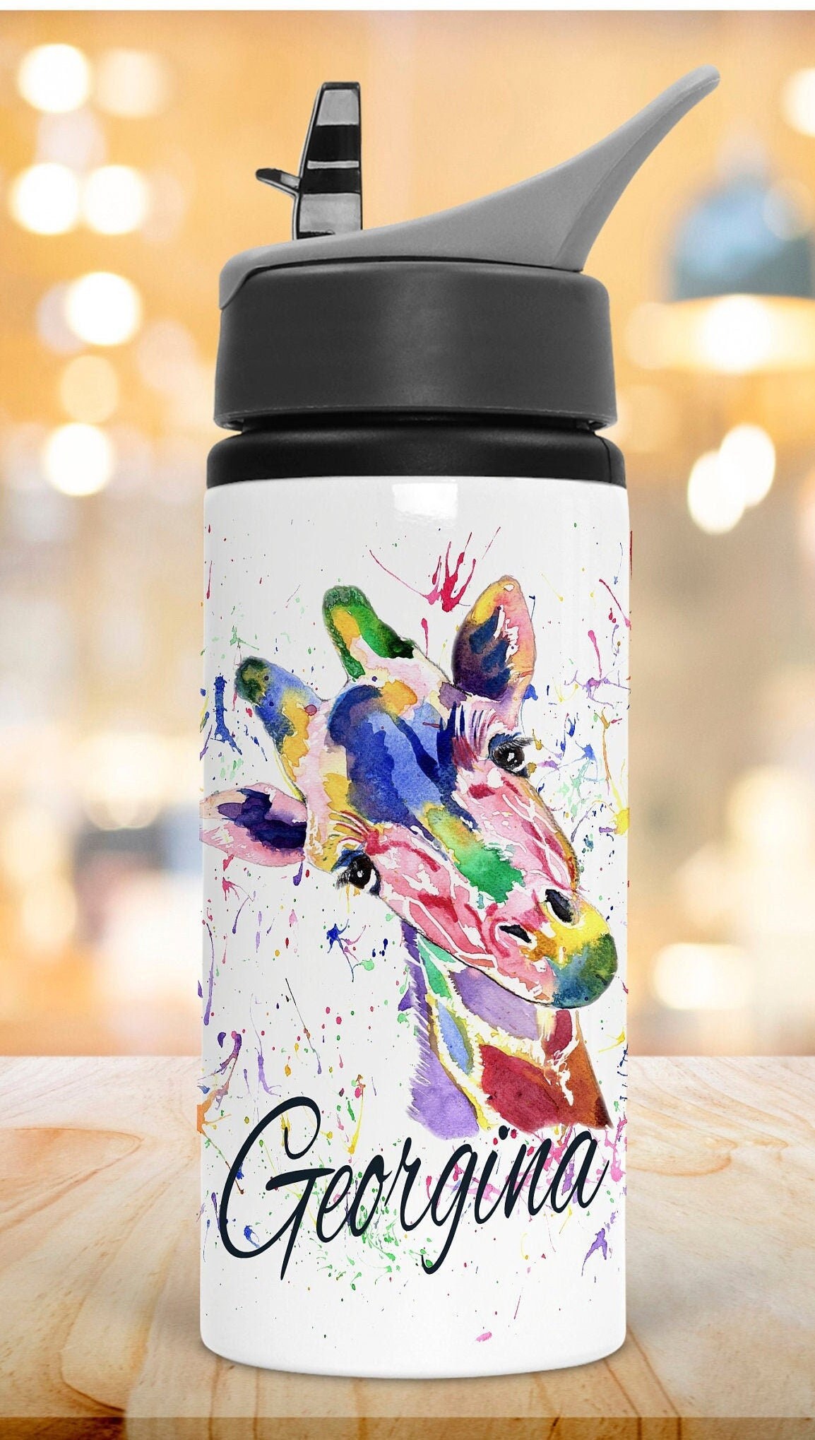 Rainbow Color Water Bottle /1 Liter, Motivational Water Bottle