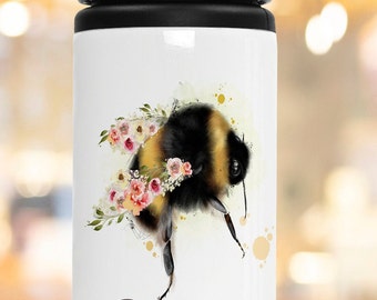 Bee Water Bottle, Floral Winged Bee Bottle, Bee Gift