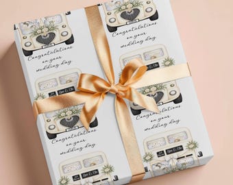 Personalised Wedding Bus Wrapping Paper, Wedding Gift Wrap, Wedding Double Decker