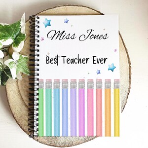 Personalised Teacher Notebook Gift, Thank You Gift, Teachers Notes, New Teacher Gift, Pencil Notebook