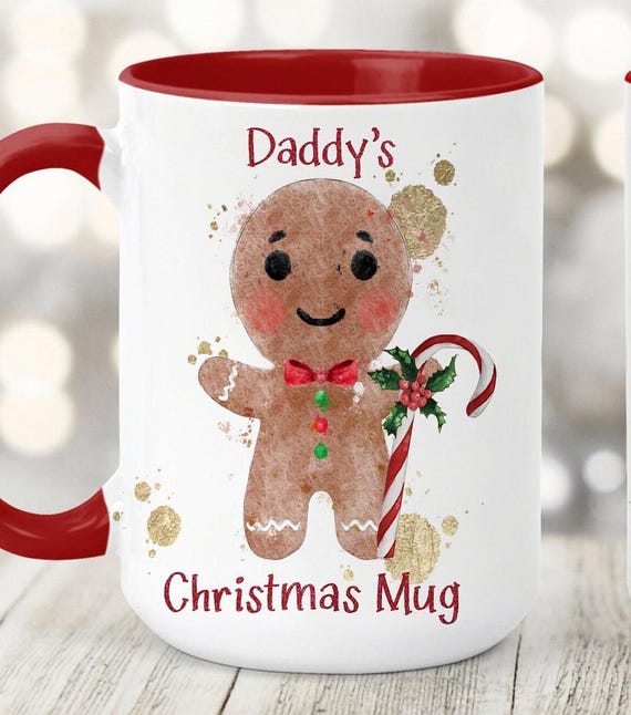 Personalised Christmas Gingerbread Mug, Hot Chocolate Mug, Kids Christmas Mug, Christmas Gift