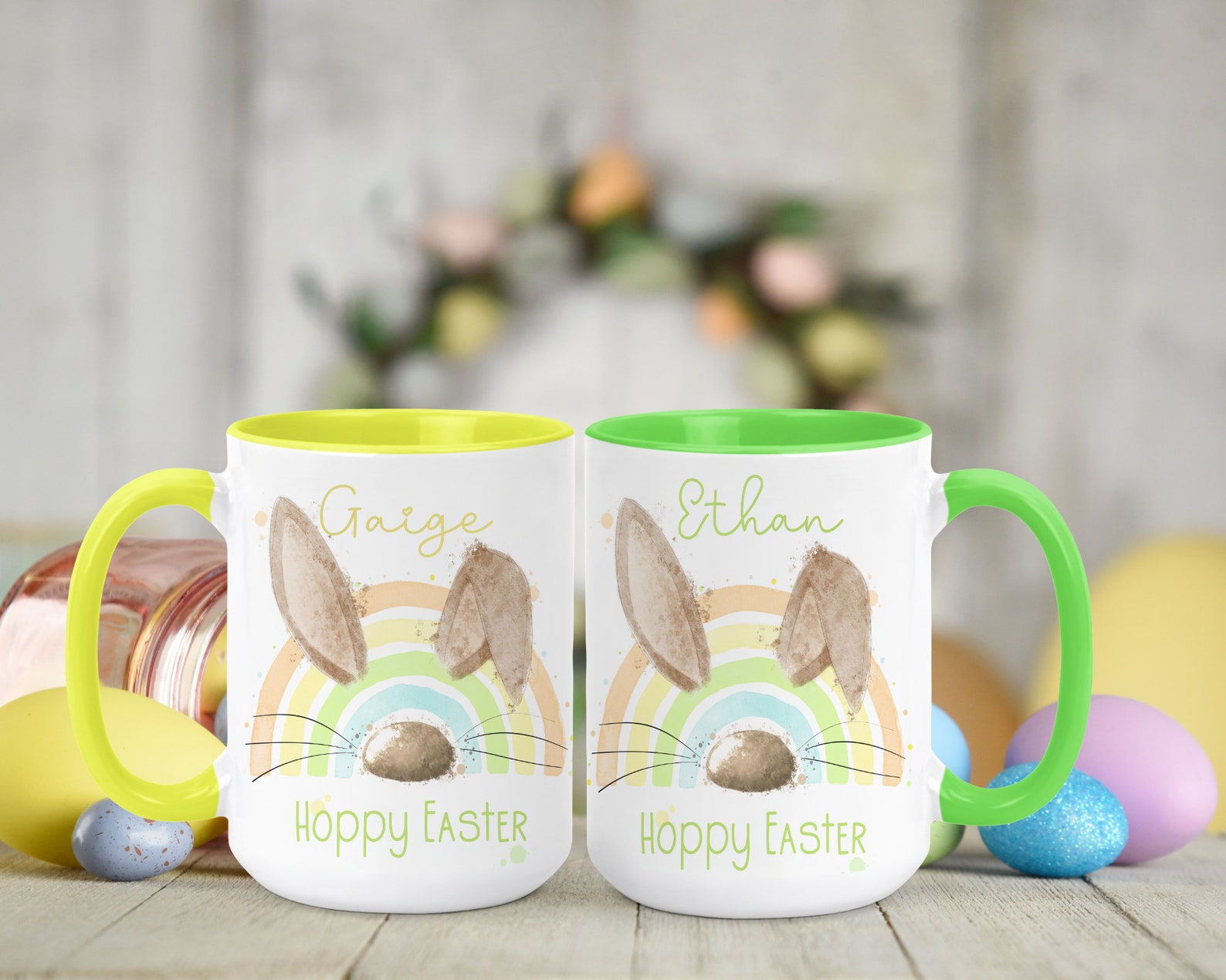 Personalised Easter Bunny Rainbow Mug Easter Mug Gift Set Etsy