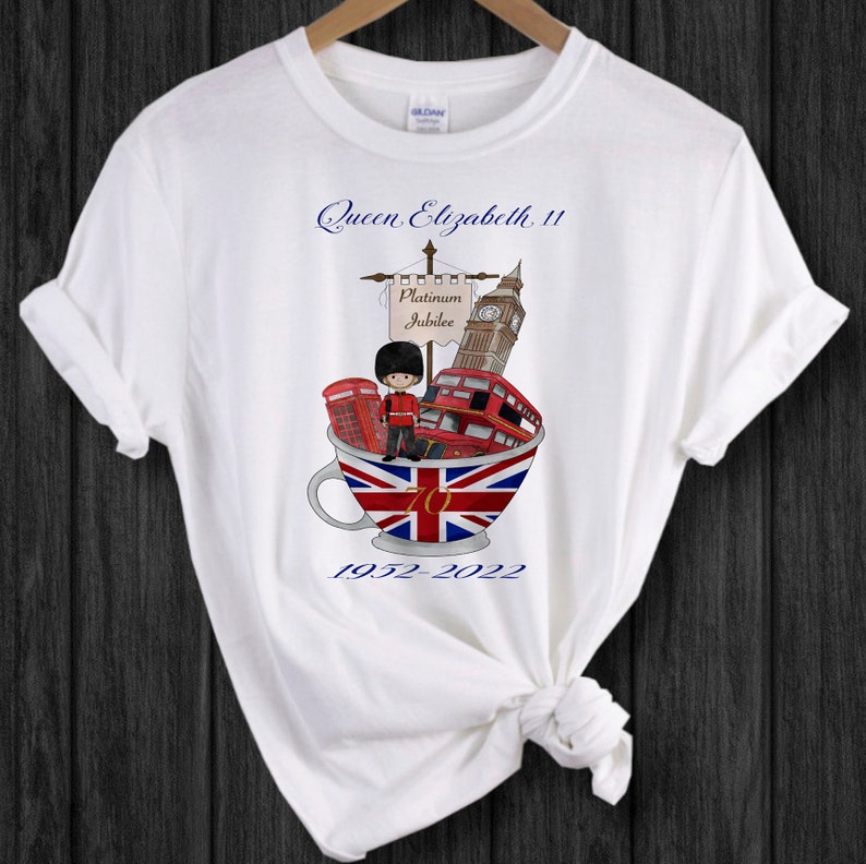 Queen's Platinum Jubilee Adult T-Shirt, Ladies Jubilee Celebration T-Shirt, Jubilee Souvenir T-shirt 