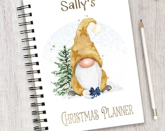 Personalised Christmas Gnome Planner, Christmas Notebook, Christmas Gonk Notebook, Christmas Organiser