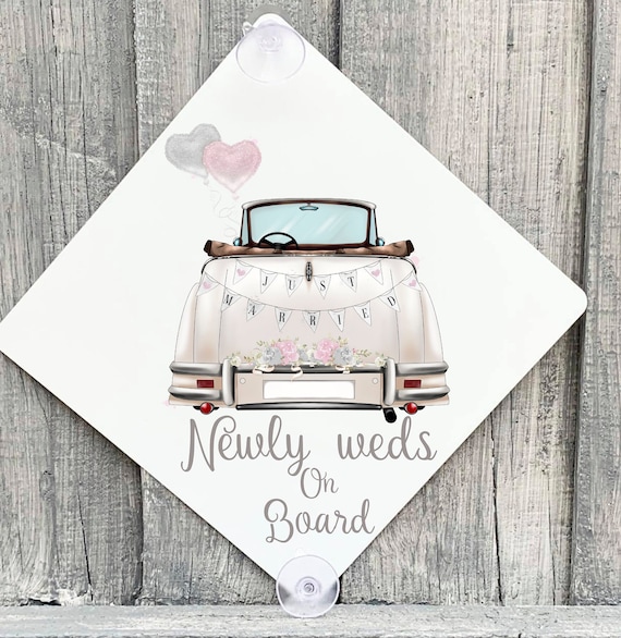 Just Married Car Sign, Vintage Wedding Car Sign, Just Married Sign, Wedding  Gift