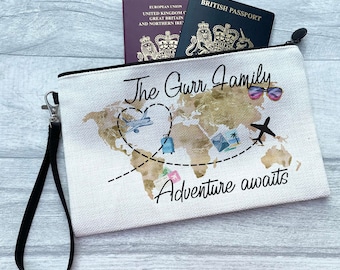 Passport Holder, Travel Documents Pouch, Family Holiday Documents Holder, Travel Accessory