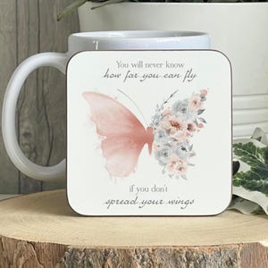 Personalised Butterfly Mug, Rose Gold Butterfly Mug Set, Positivity Gift, Pink Butterfly Mug, Mothers Day image 7