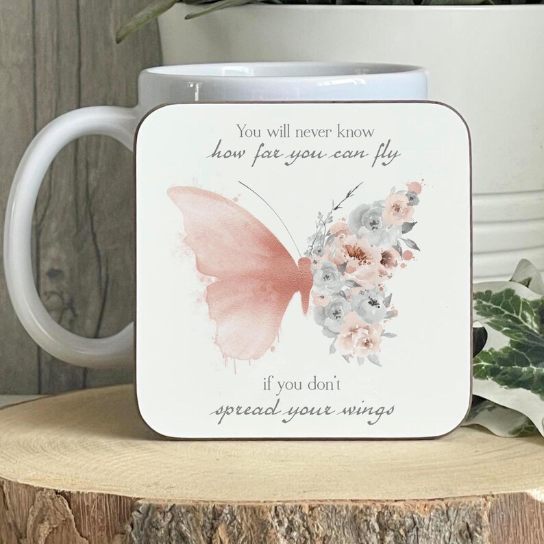 Personalised Butterfly Mug, Rose Gold Butterfly Mug Set, Positivity Gift, Pink Butterfly Mug, Mothers Day image 7