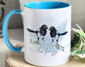 Personalised Magpie Mug, Magpie Mug, Magpie Gift, Mug & Coaster Gift Set