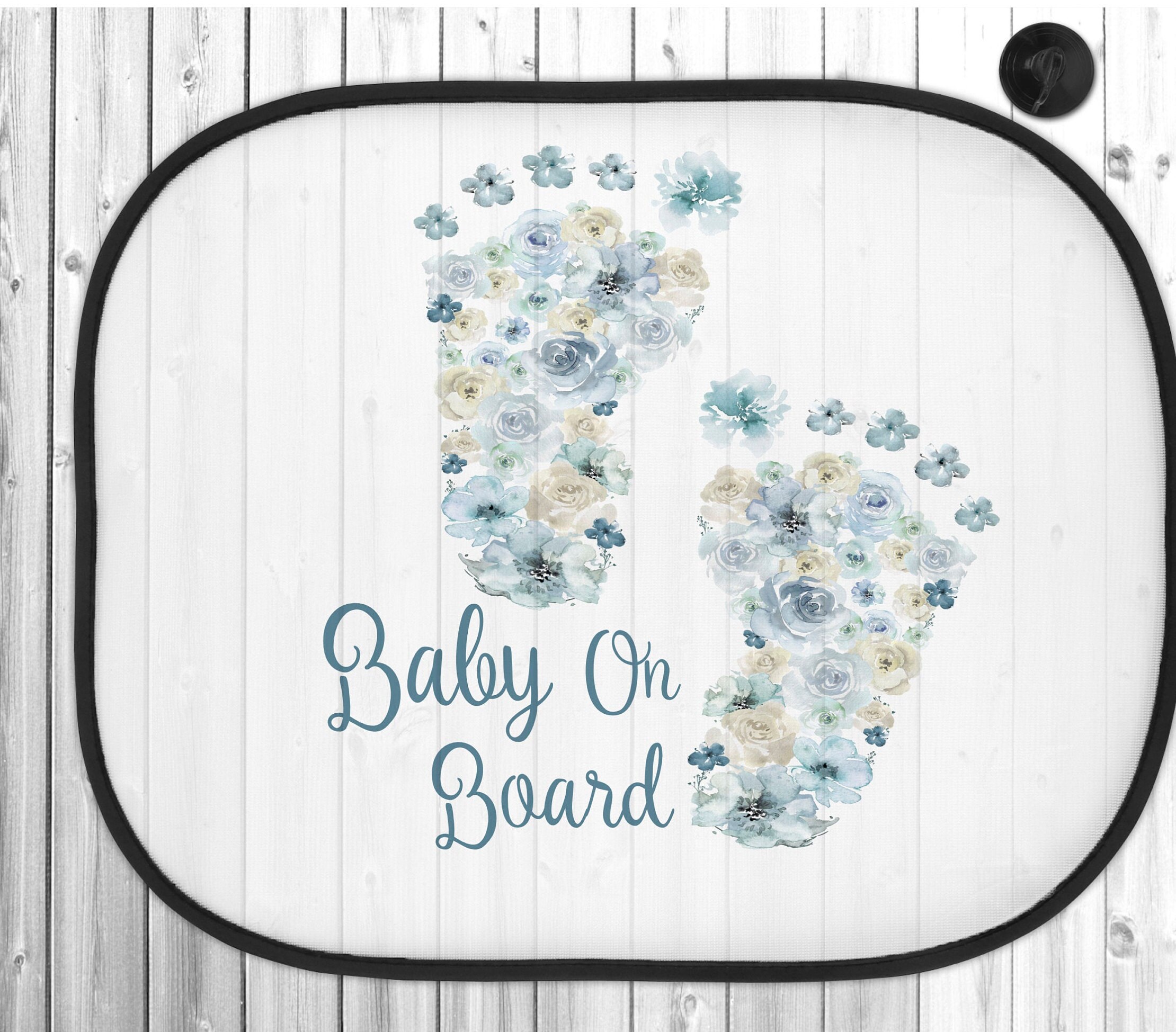 Personalised Car Sun Shade Baby On Board Floral Footprints Etsy