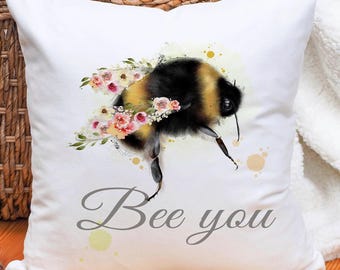 Bee Cushion, Floral Winged Bee Gift Bumble Bee Cushion, Motivational Gift, Mother’s Day, Birthday