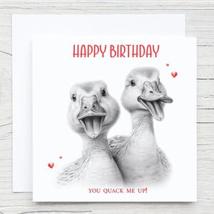 Sommaire Carte d'anniversaire canards, carte de paire de canards, Saint-Valentin, mariage, anniversaire de mariage, femme, petite amie, mari, petit ami
