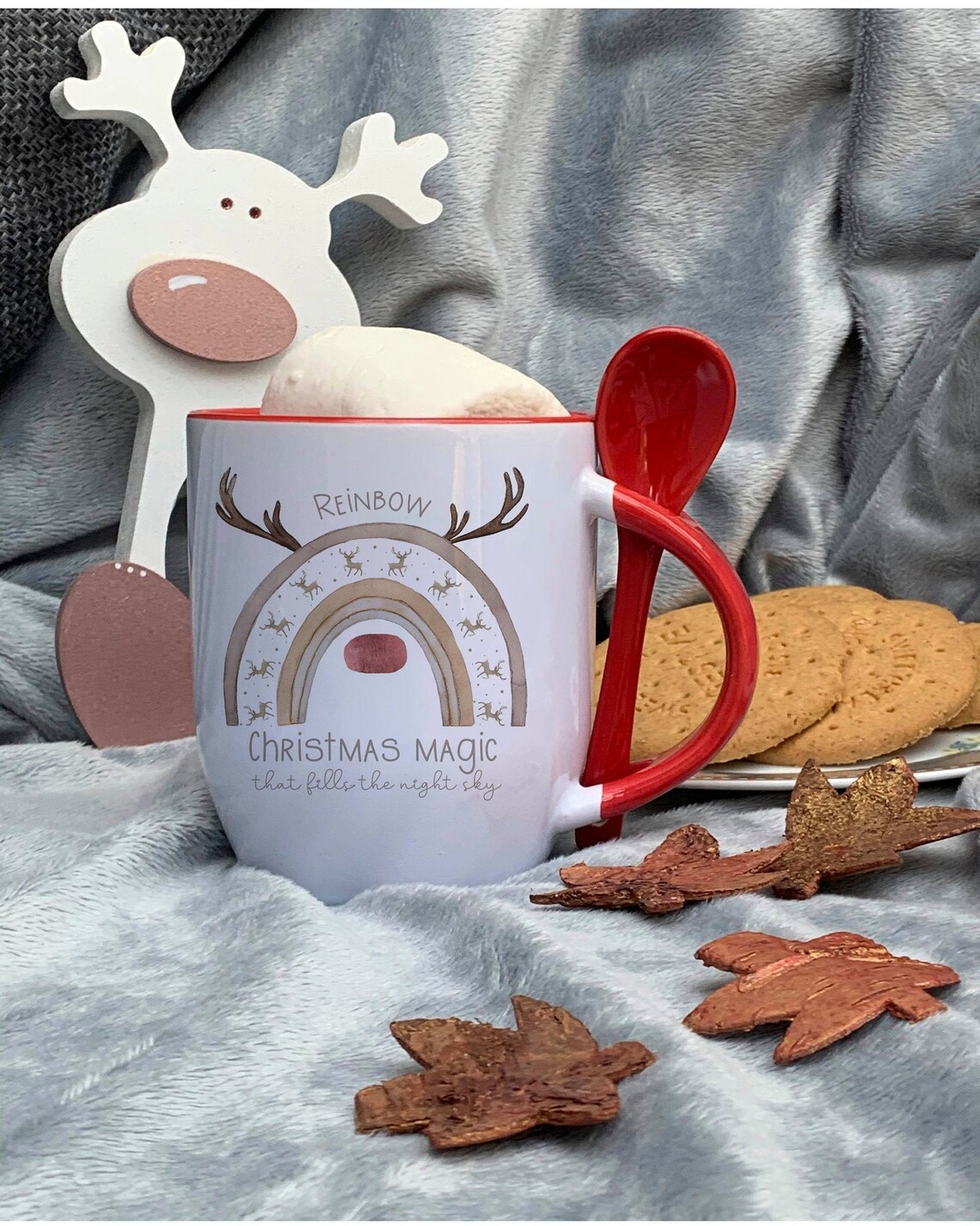 hot chocolate mug with spoon in handle