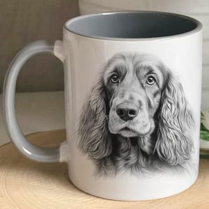 Cocker Spaniel Mug, Sketched Dog Mug, Personalised Mug, Animal Gift Mug, Gift For Mum