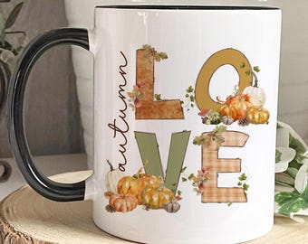 Autumn Mug, Love Autumn Mug, Pumpkin Mug, Hot Chocolate Mug, Autumn Home Decor, Autumn Gift