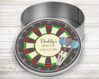 Personalised Dartboard Storage Tin, Darts Tin, Darts Gift, Father's Day Gift, Storage Tin, Birthday Gift