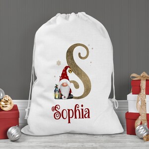 Santa Gonk Christmas Present Sack, Gold Santa Gonk Alphabet, Santa Sack, Christmas Gift