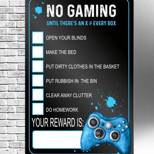 Personalised Gaming Reward Board, Chores List, Reward Chart, Reusable Chart