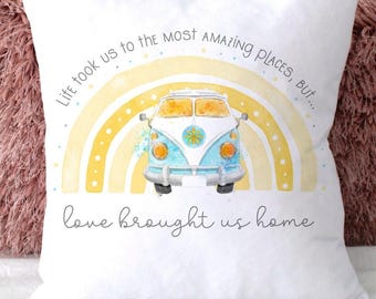 Personalised Camper van Cushion, Motorhome Cushion, Happy Camper