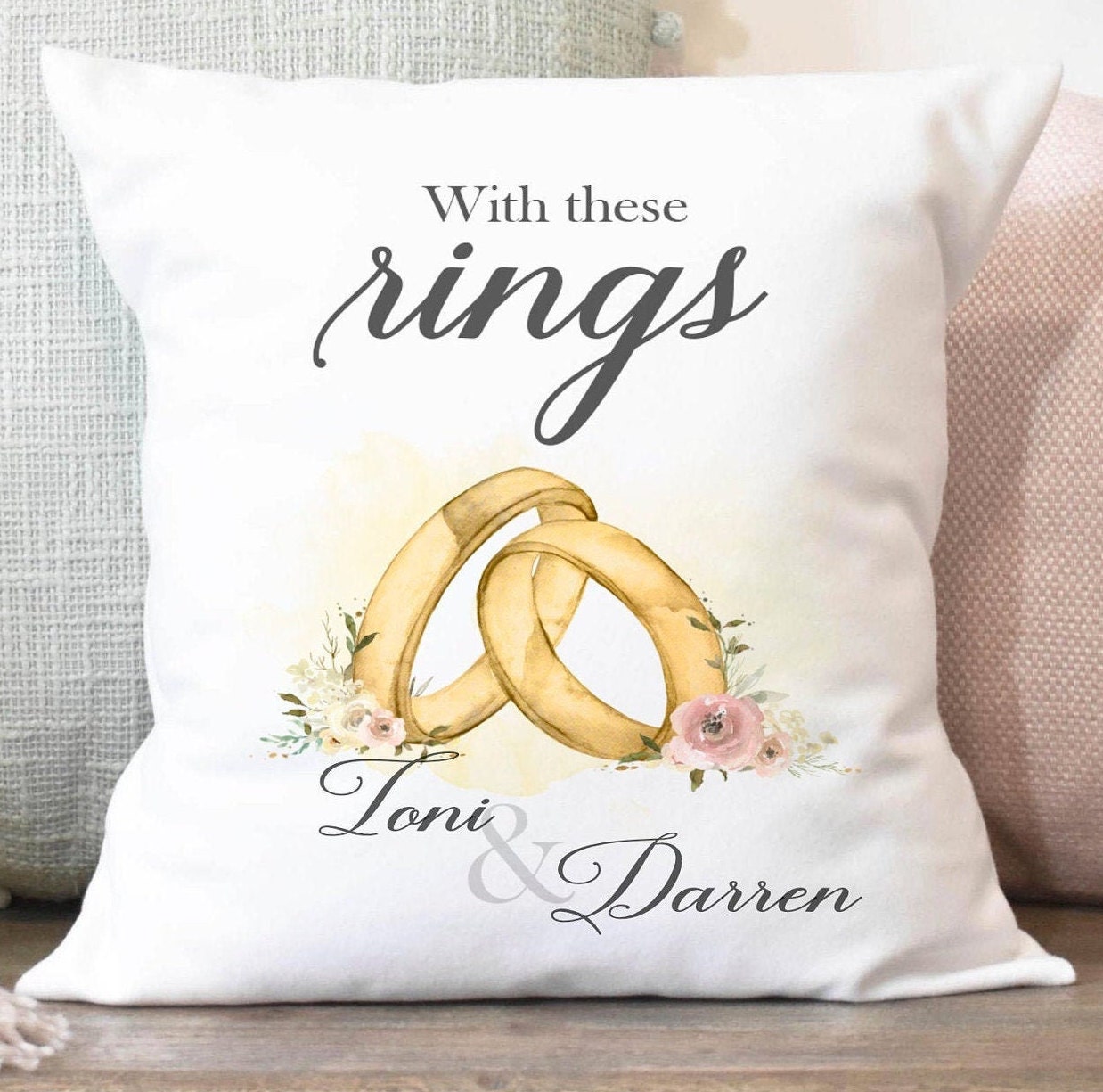 Personalised Wedding Rings Cushion Etsy UK