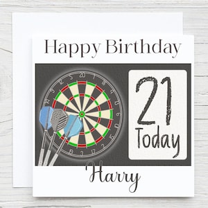 Personalised Darts Birthday Card, Dart Board Card, Darts Player, Spot Fan, Gift Card, Any Age