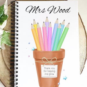 Personalised Teacher Notebook, Thank You Notebook Gift, End Of Year Gift, Teacher Gift