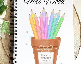 Personalised Teacher Notebook, Thank You Notebook Gift, End Of Year Gift, Teacher Gift