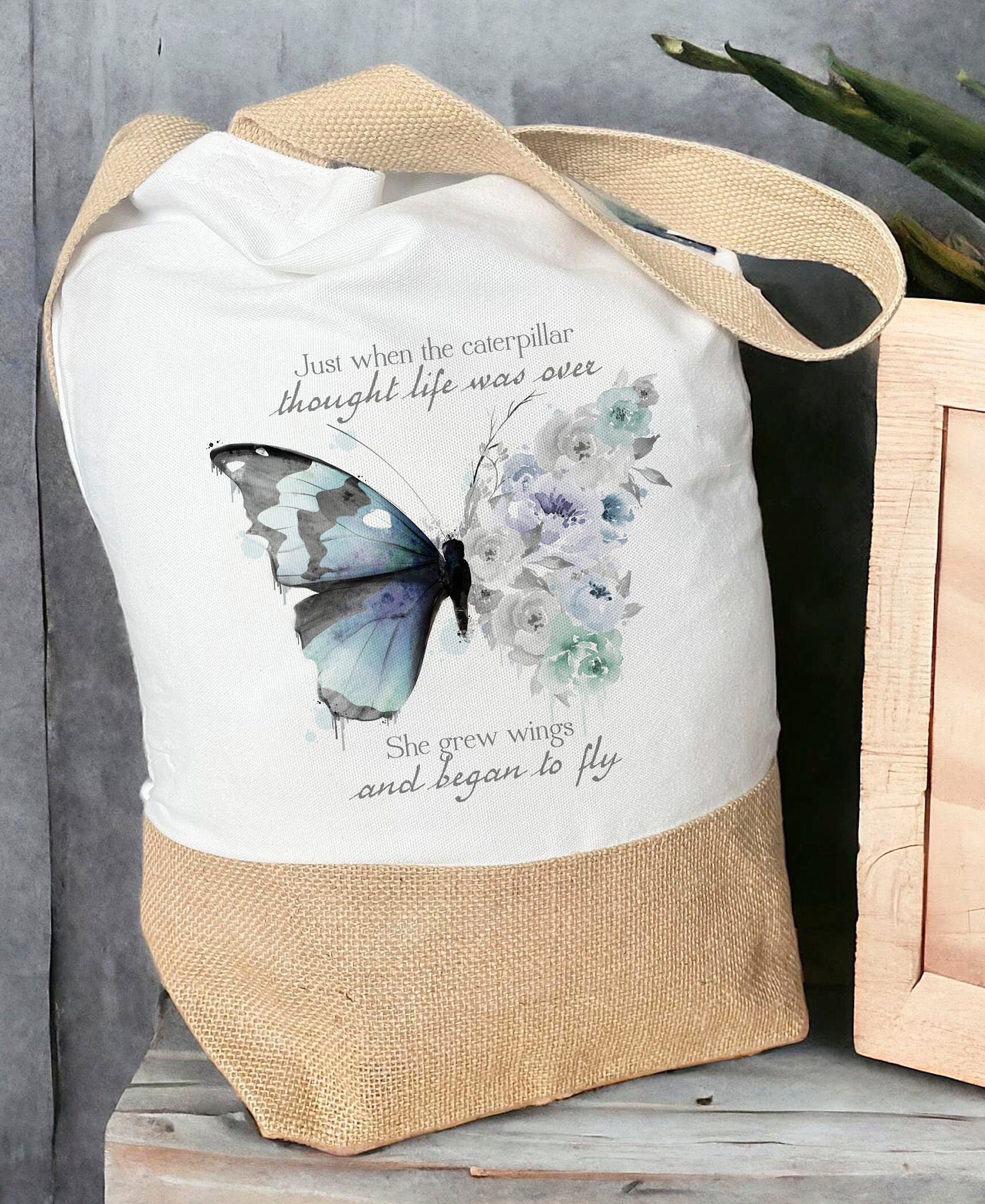 Butterfly Lover Tote Bag – Canvas Grocery Bag With "Just A Girl Who Loves Butterflies" Print, Gift For Women