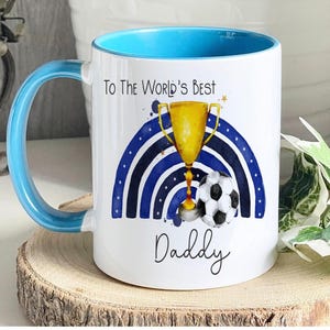 Personalised Football Mug Gift, Worlds Best Dad, Football Trophy, Fathers Day Gift, Best Dad Mug, Mug And Coaster Gift, Football Fan Gift