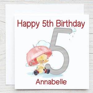 Personalised Birthday Card, Duck in Boots Card, Duck Birthday Card, Children&#39;s Birthday Card