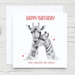 Sommaire carte d'anniversaire girafe, carte de paire de girafe, carte girafe, Saint-Valentin, mariage, anniversaire, femme, petite amie, mari, petit ami