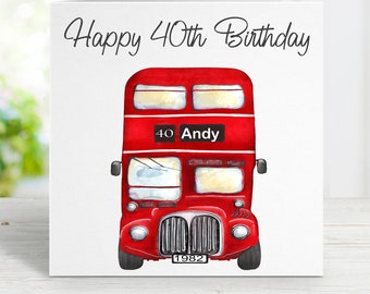 Birthday Card, Double Decker Bus Card, Red Bus Gift Card, London Tour Bus, Route Master