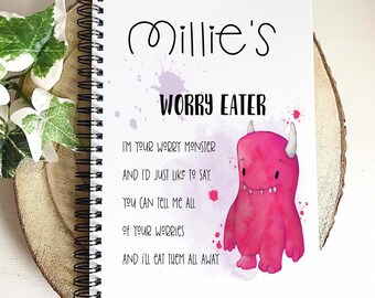 Children's Worry Eater Notebook, Monster Journal, Child's Mental Health Gift