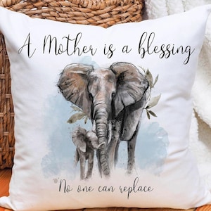 Personalised Elephant Cushion, Elephant Lovers Gift, Mothers Day Gift