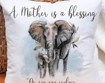 Personalised Elephant Cushion, Elephant Lovers Gift, Mothers Day Gift
