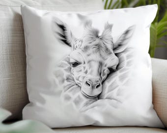 Personalised Giraffe Cushion, Sleeping Giraffe, Giraffe Gift, Home Decor, Birthday Gift, Christmas Gift