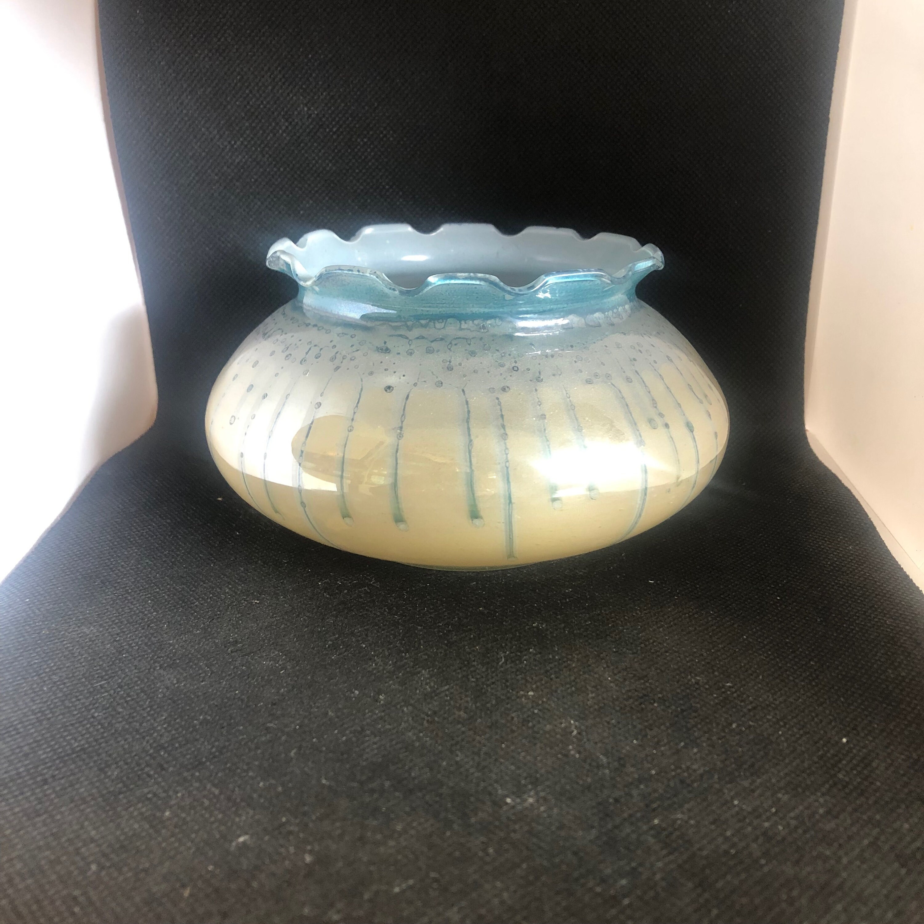 Simron Vase Vintage Simron Israel Vase With Wavy Top Hand Painted and Ruffled Top ...