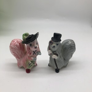 Vintage set of Py Miyao ceramic dog salt and pepper shaker set, made in Japan