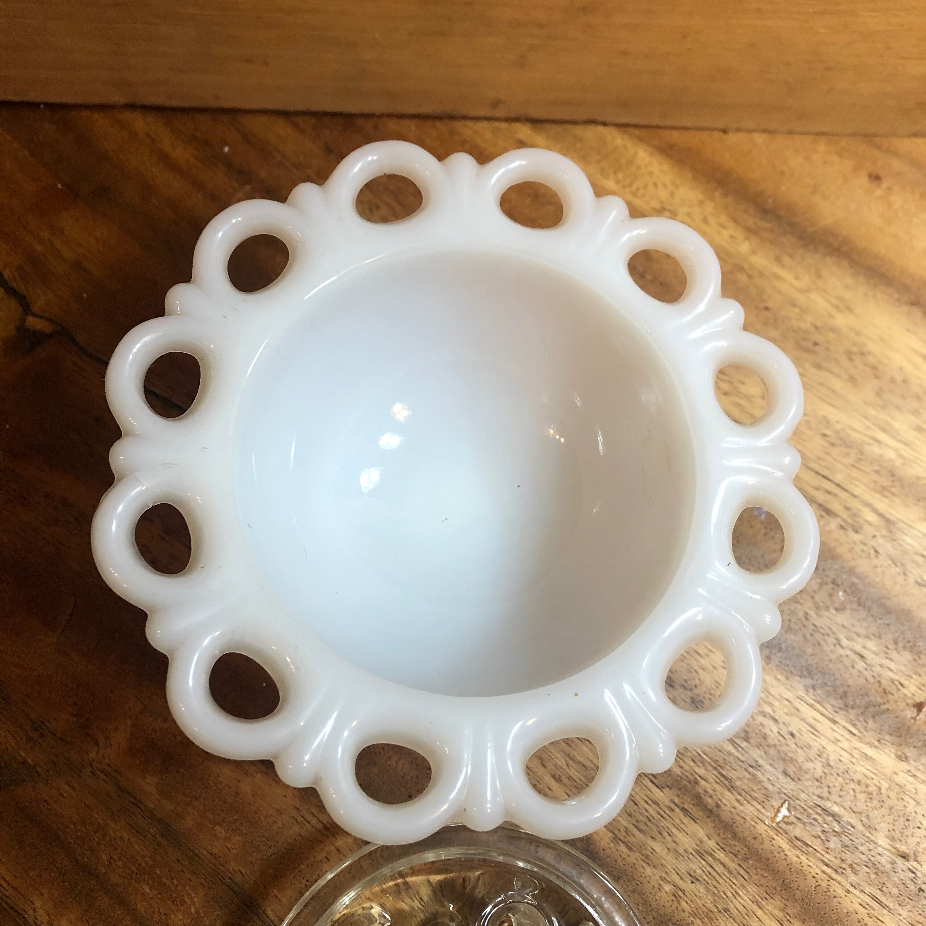 Vintage Milk Glass Vase With Flower Frog Made in the 1960s 2 Pieces Etsy