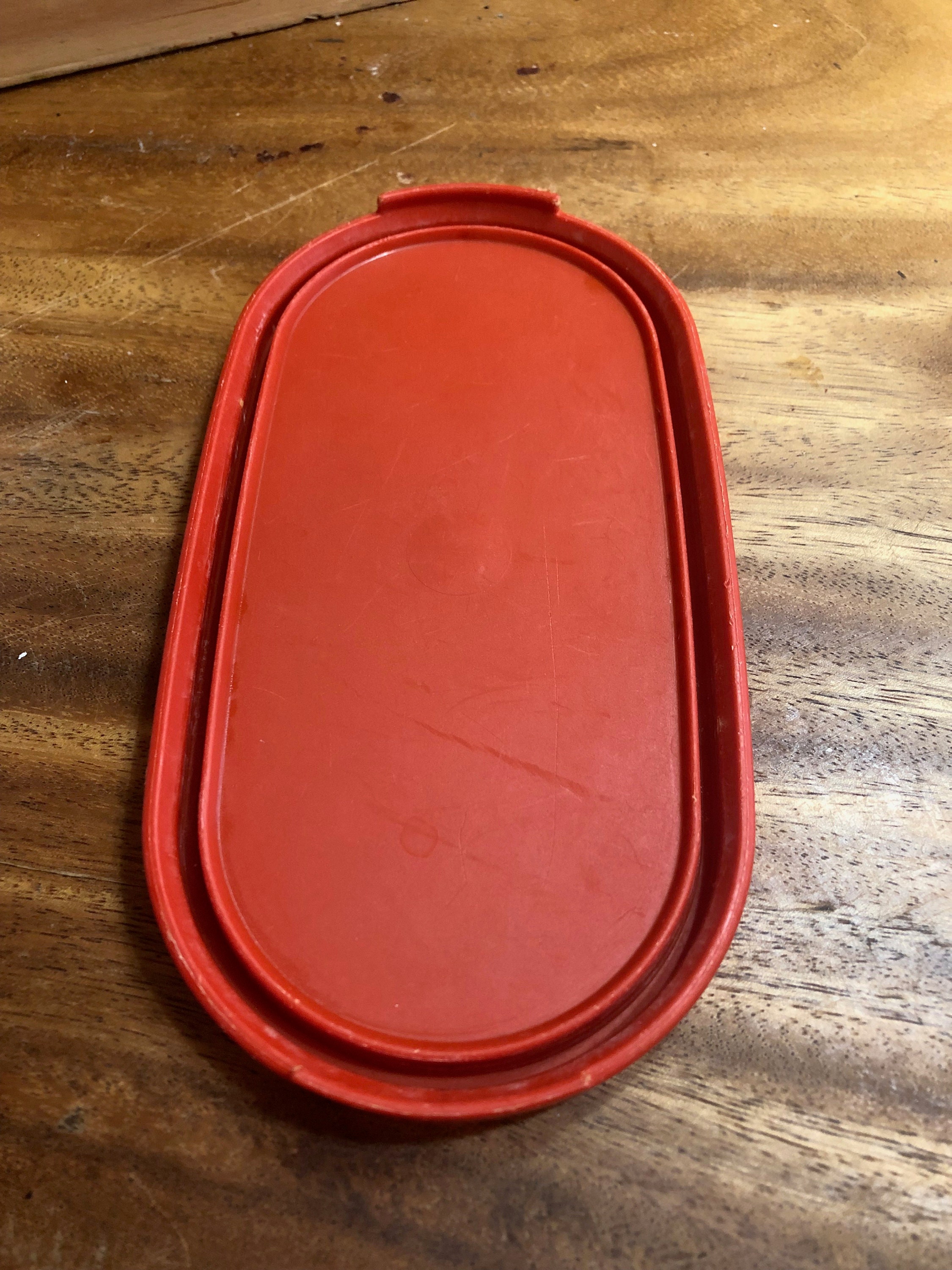 Vintage Tupperware Container Holds 500ml or 2 Cups With a Red Lid