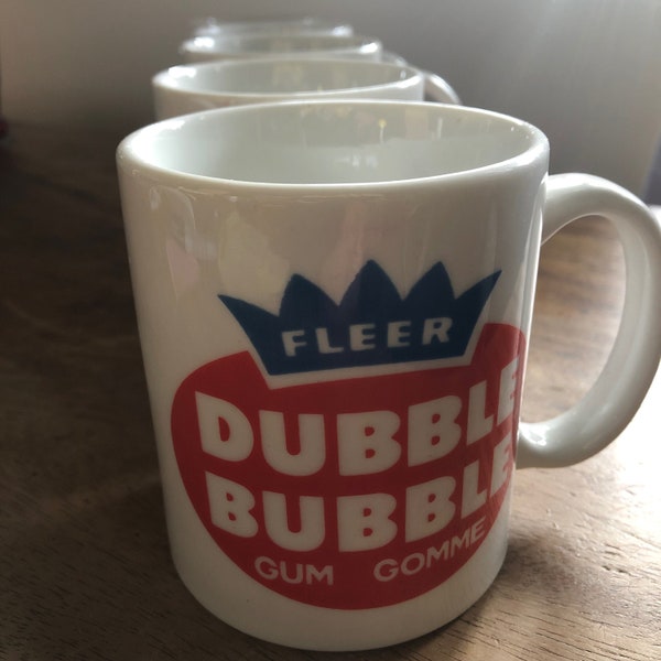 Set of 5 Dubble Bubble Fleer Gum Gomme mugs