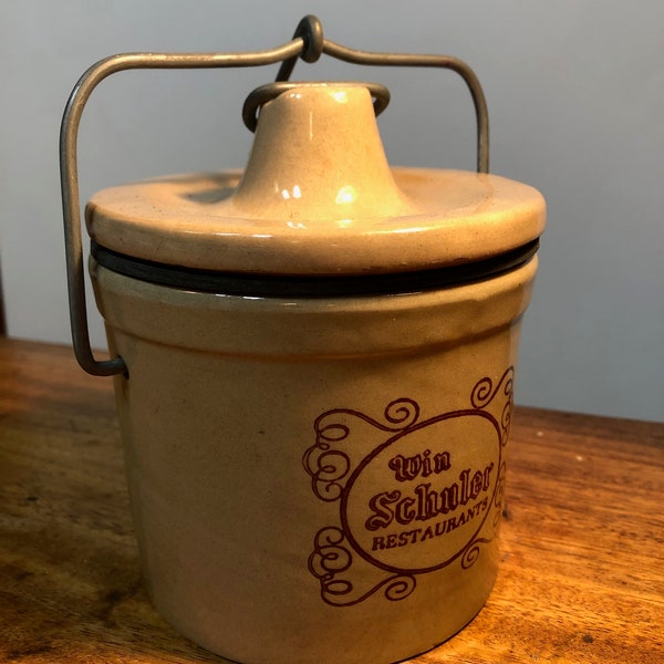 Win Schuler restaurants mini crock with lid and gasket