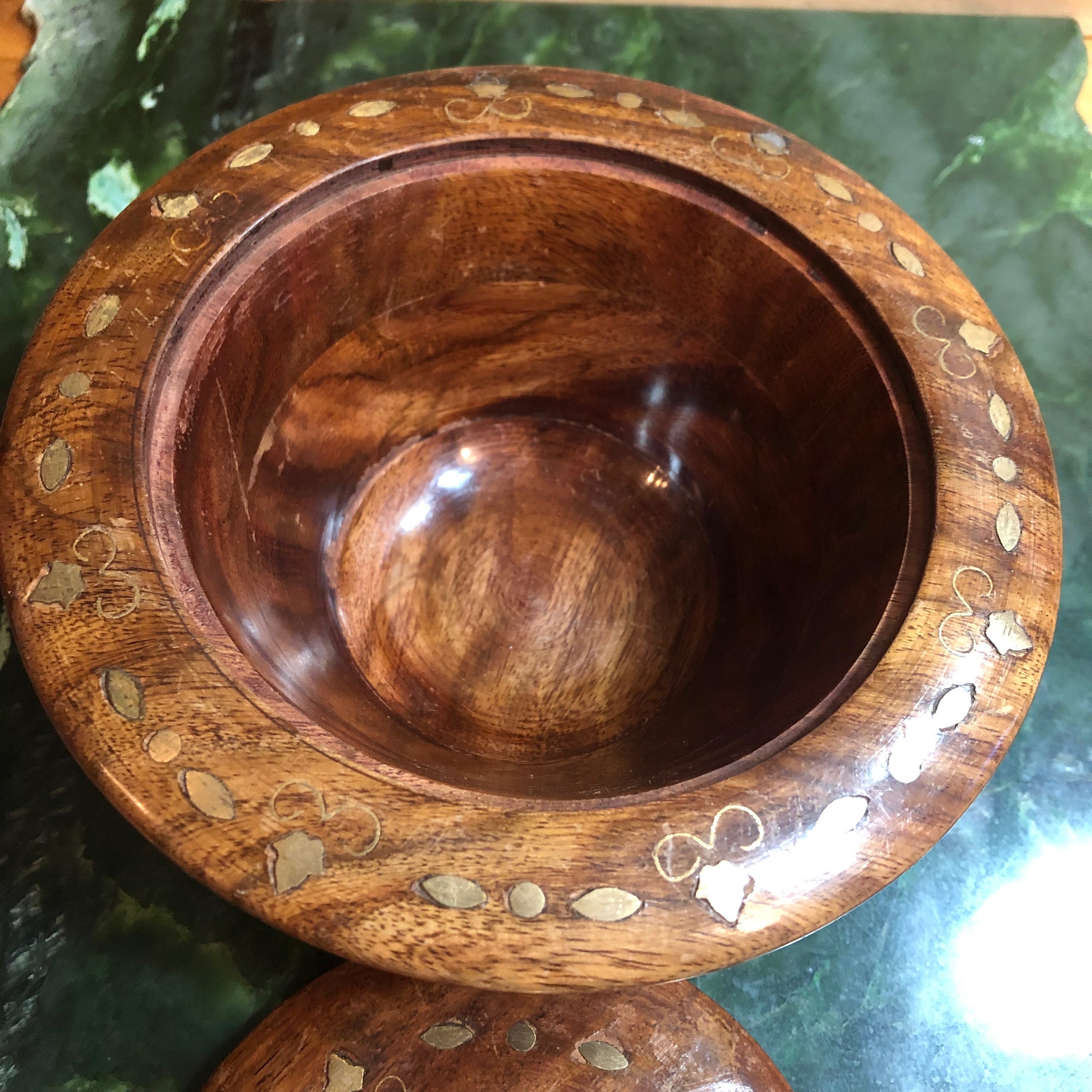Wooden Container With Tight Lid and Brass Inlays All Around the Top - Etsy