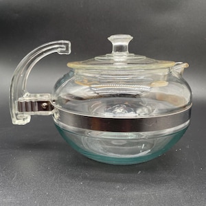 Tetera de Pyrex transparente Flameware de la década de 1960