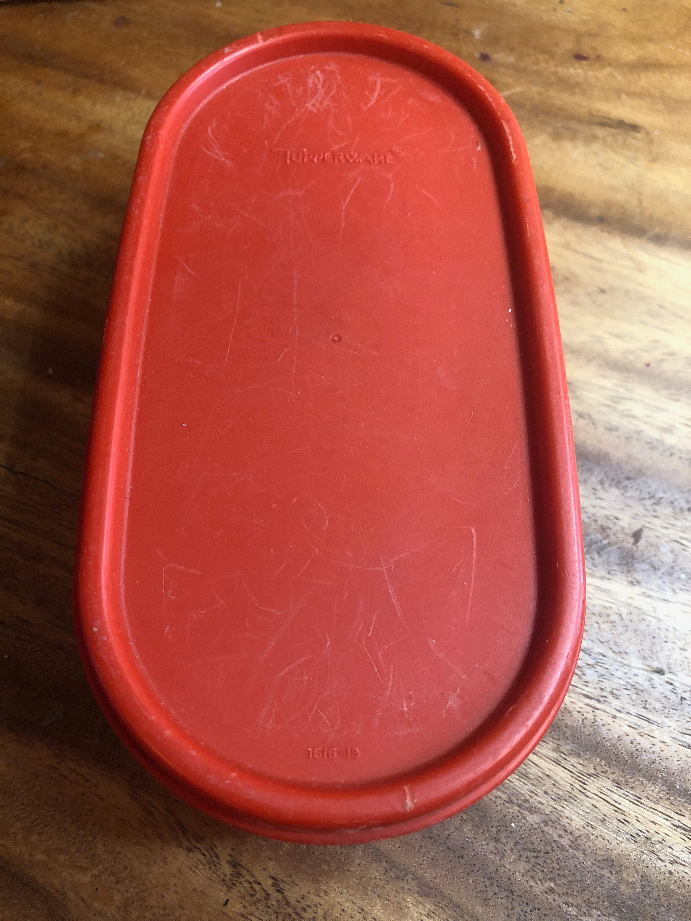 Vintage Tupperware Container Holds 500ml or 2 Cups With a Red Lid